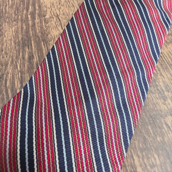 Brooks Brothers Makers Vintage Repp Silk Tie Red White Blue Striped Preppy Retro - Picture 6 of 8